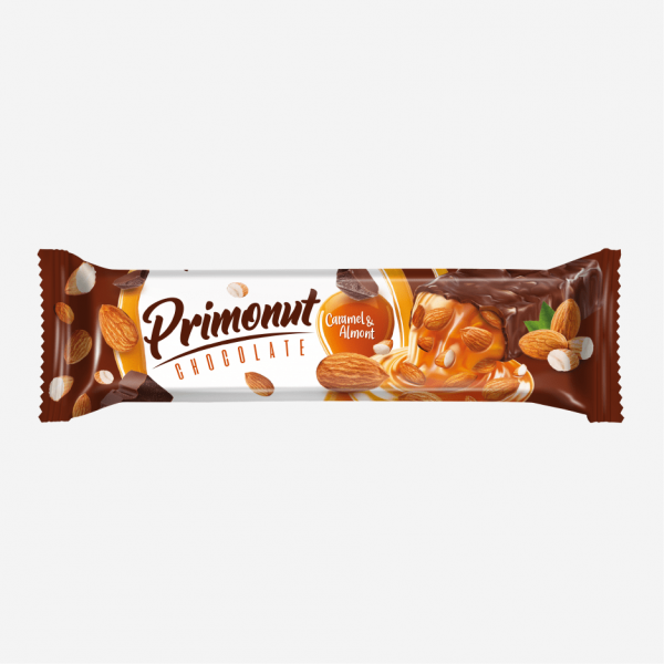 Chocolate with caramel and almonds